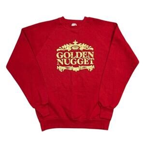 Vtg Golden Nugget Pullover Sweatshirt Raglan USA Jerzees 80s 90s Red Adult Large
